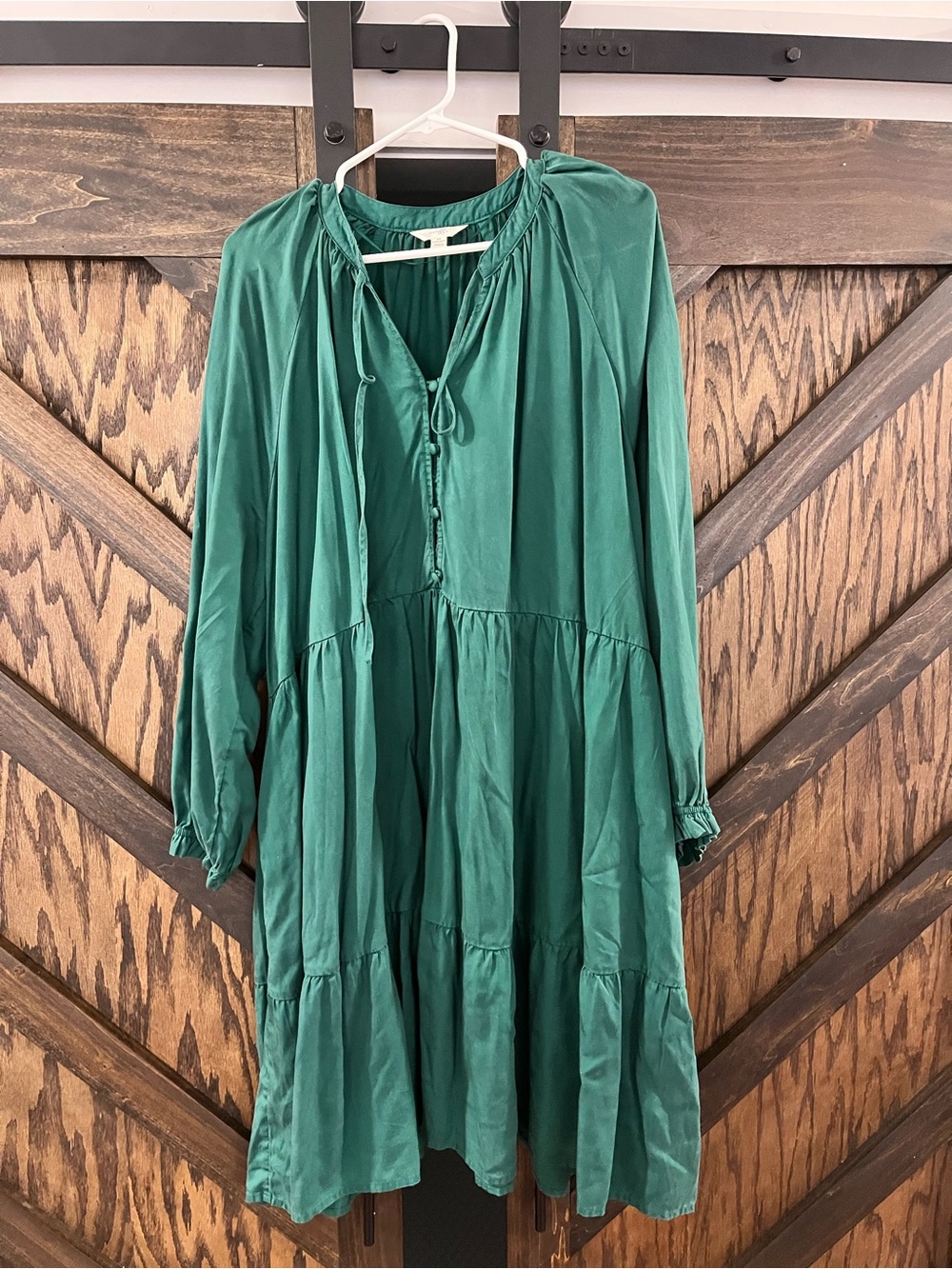 Terra & Sky Green Tiered Long Sleeve Dress